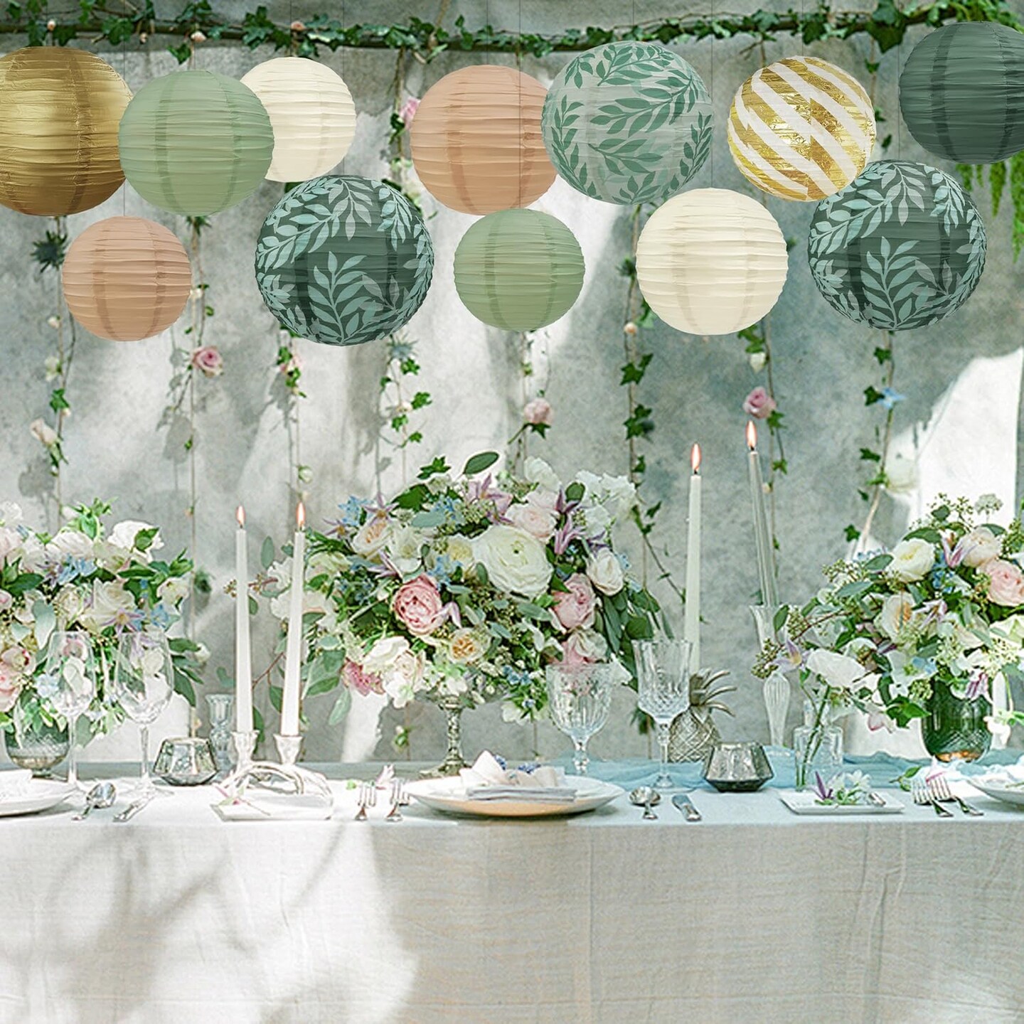 Sage Green Back to School Hanging Paper Lanterns Decorative(Sage Green)