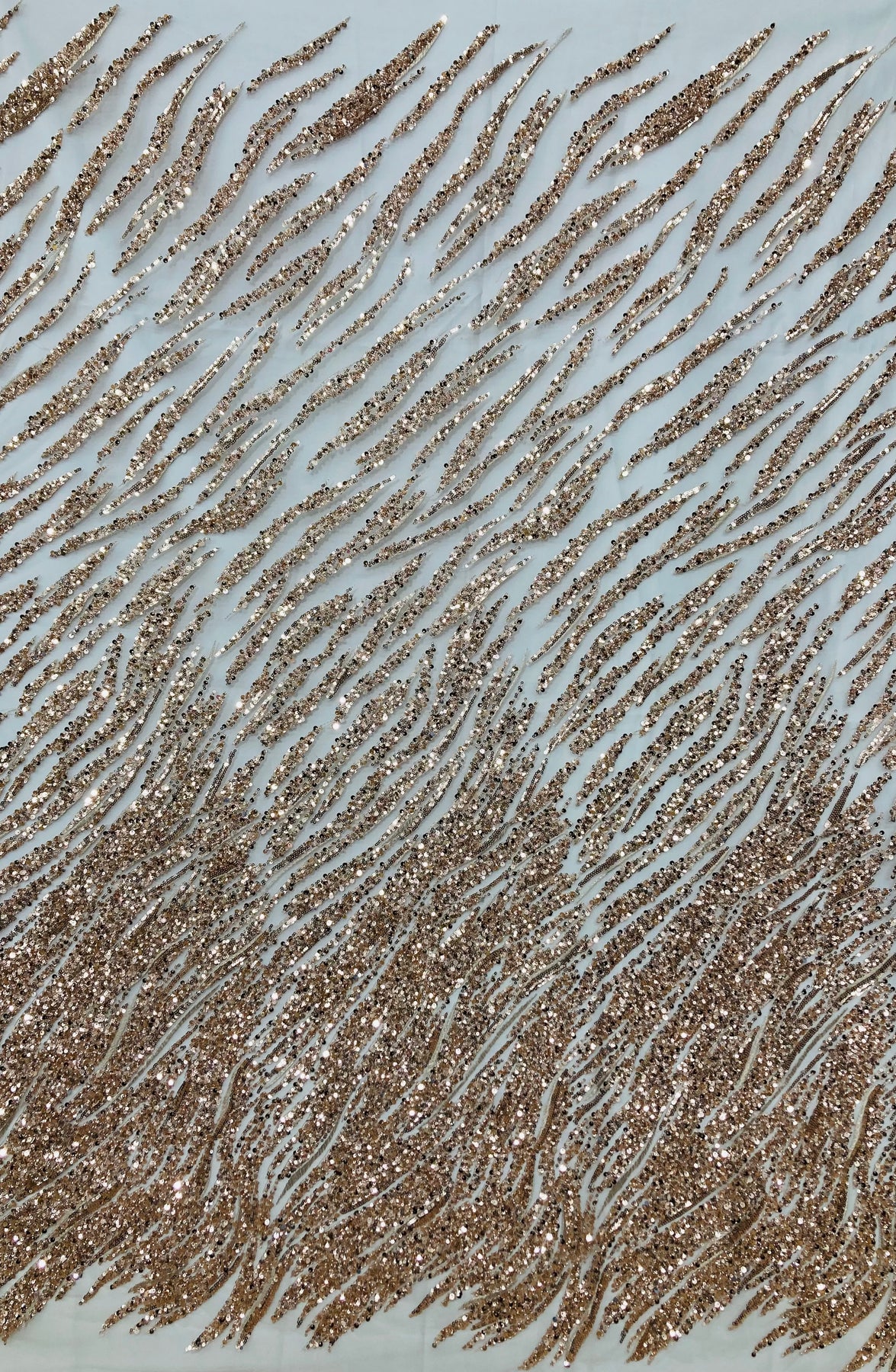 1 Yard Luxury Beaded Sequined Lace Fabric Embroidered on Polyester Mesh 53 Inches