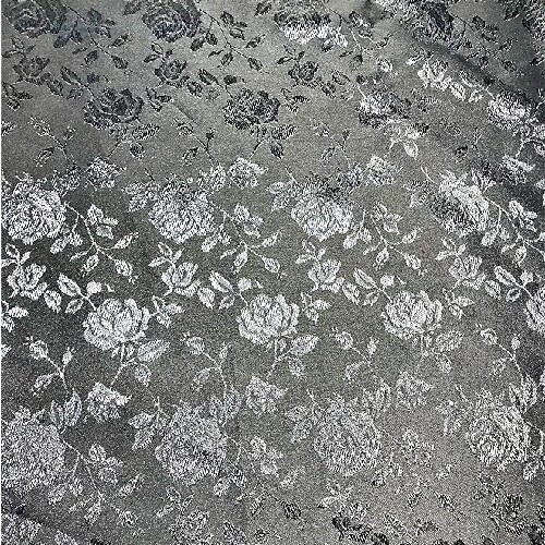 1 Yard Black Rose Floral Jacquard Satin 60/59&#x2033; Width 100 Percent Polyester