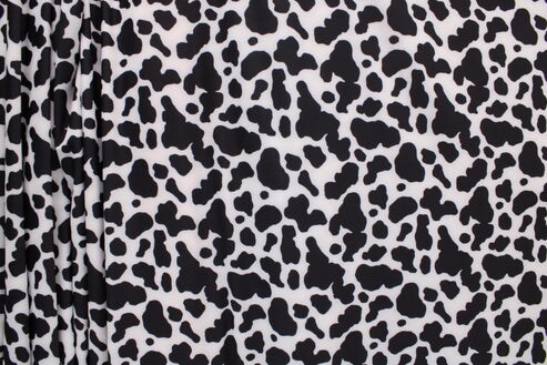 1 Yard Black And White Cow Print Spandex Fabric Four Way Stretch Apparel Material 58"/60" Width