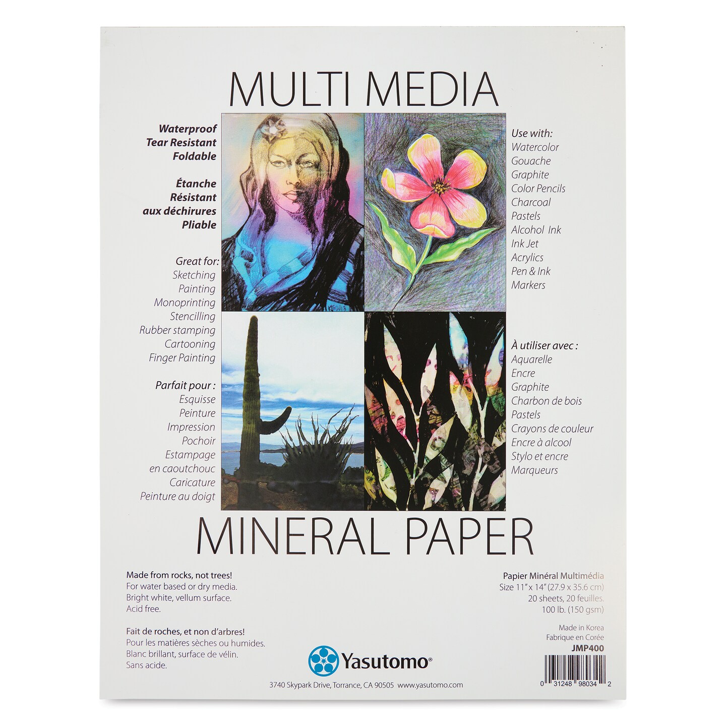 Yasutomo Mineral Paper Artist Pad - 11&#x22; x 14&#x22;, 20 Sheets, 100 lb (150 gsm)