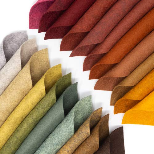 21 Felt Sheets Mix Color Fall Colors Collection Merino Wool Blend Felt Sheets Crafting, Sewing, General 6&#x22;X6&#x22; Squares