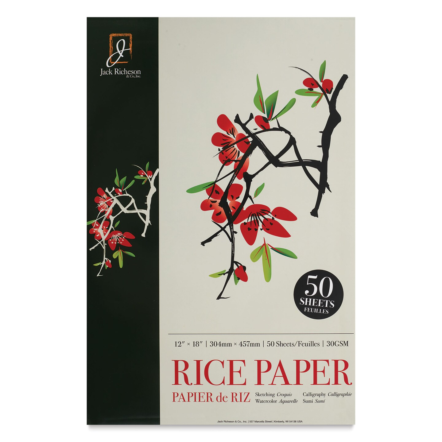 Richeson Rice Paper Pad - 12&#x22; x 18&#x22;, 30 gsm, 50 Sheets