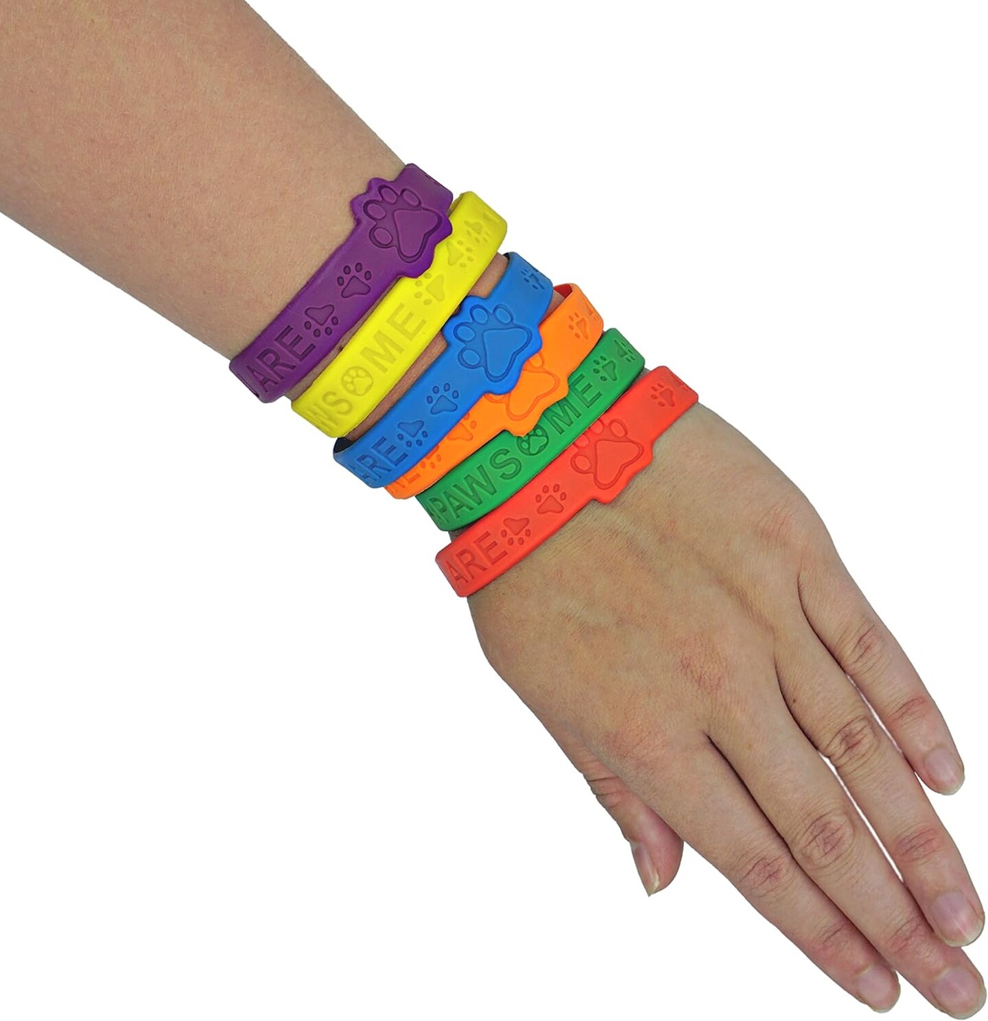 4E&#x27;s Novelty Paw Print Party Favors &#x2013; 24 Paw Print Bracelets Bulk &#x26; 24 Paw Print Stamp for Kids!