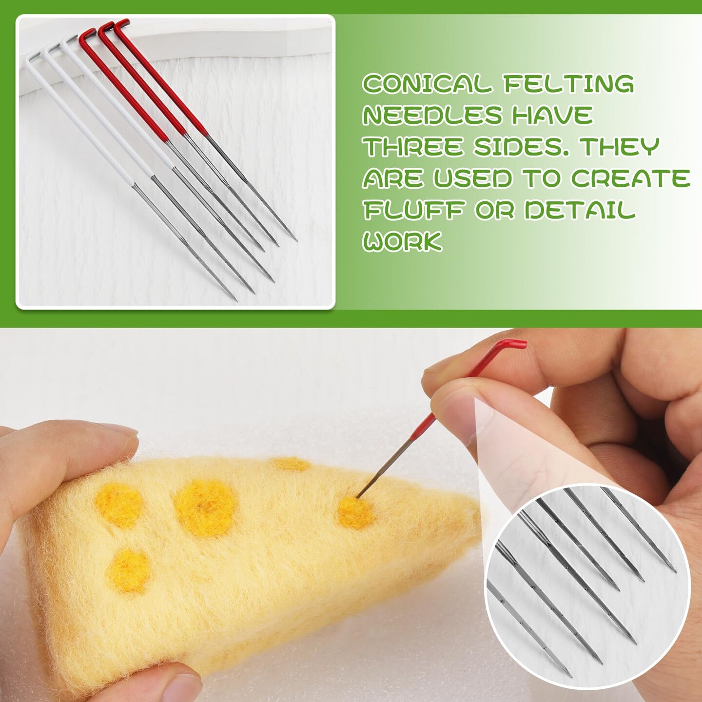 Mayboos 35 Pcs Needle Felting Needles,Wool Felting Supplies with 4 Types Star,Twisted,Cone,Triangular Felting Needles Color Coded Wool Felting Needles Tool Kit with Needle Box