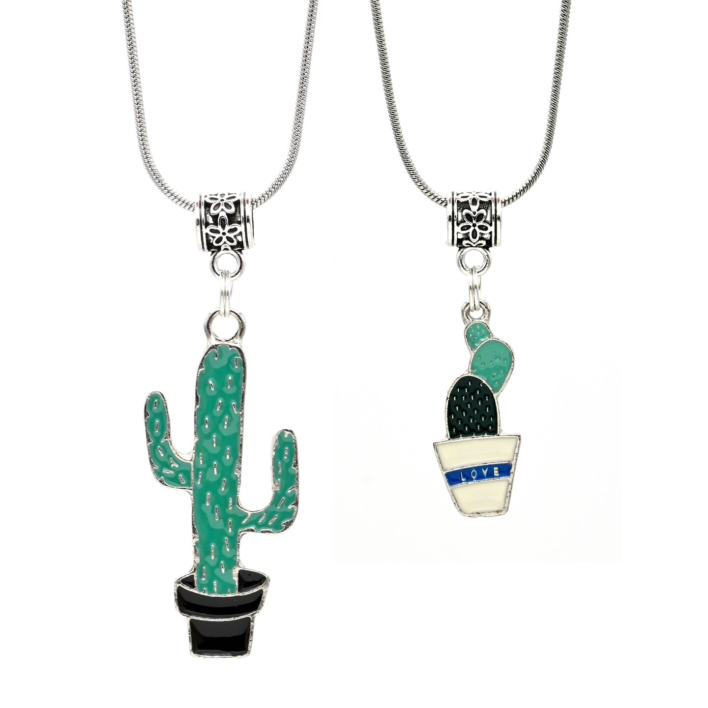 Potted Cactus Pendant Necklace  Potted Succulents Charm  Enameled Cactus  in Pots  18 Inch Snake Chain  Flower Slider  Plant Lover Gift |  MakerPlace by Michaels