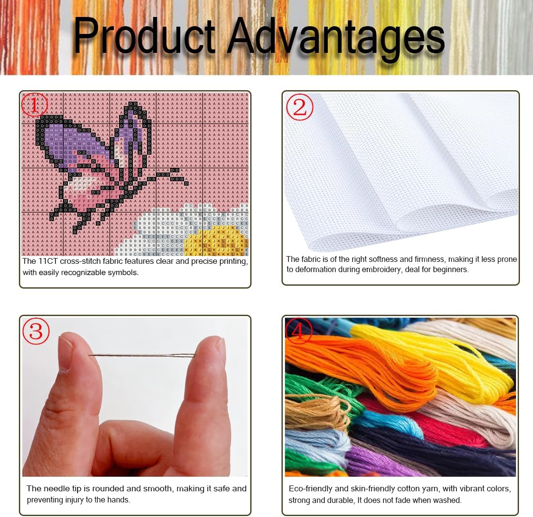 Dragon Book Stamped Cross Stitch Kit for Adults – Beginner-Friendly 11CT Pre-Printed Canvas with Threads & Needles, DIY Embroidery Craft, 13.8×13.8 Inch
