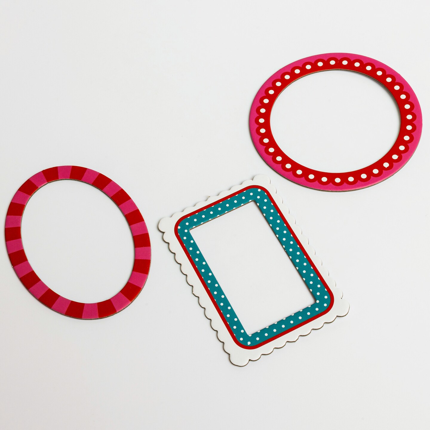 Red, Pink, Blue Diecut Chipboard Frames Everett Rd. by Cathe Holden