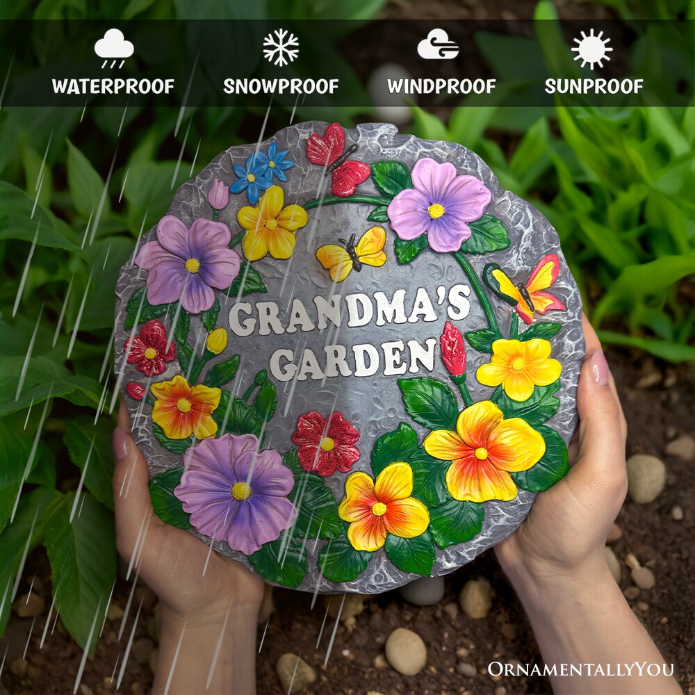 Grandma&#x2019;s Garden Floral Stepping Stone, 9.5&#x22; Decorative Outdoor Decoration