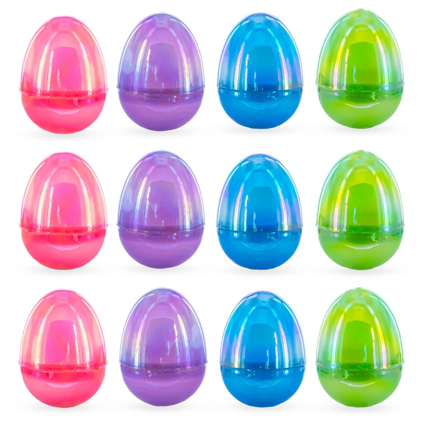 Set of 12 Iridiscent Multicolored Plastic Easter Eggs