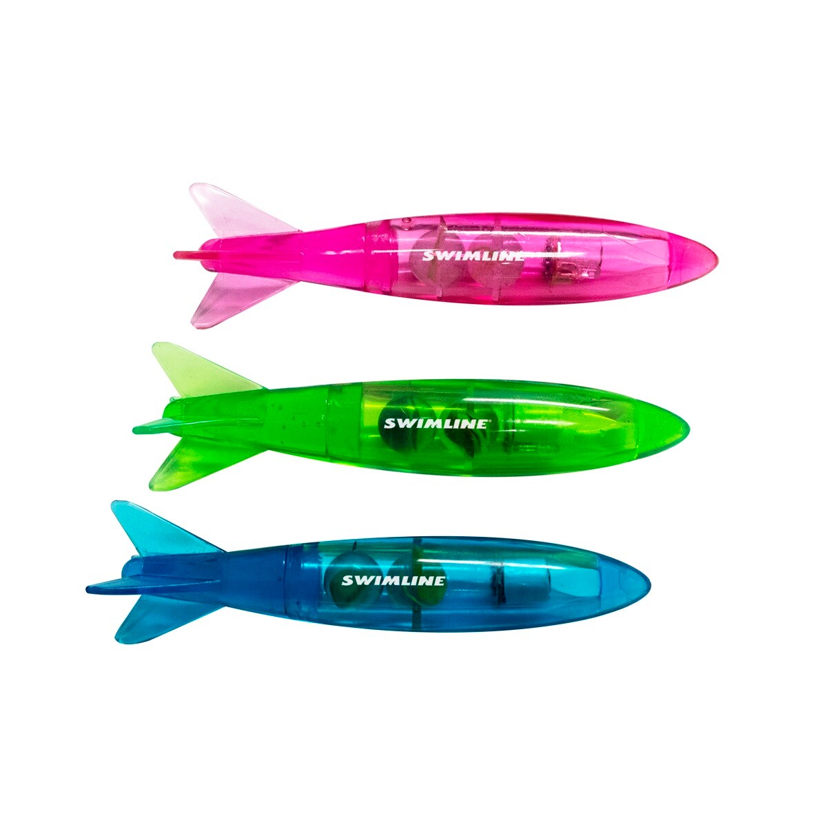 Swimline LED Lighted Torpedo Swimming Pool Diving Toys - 5" - Set of 3