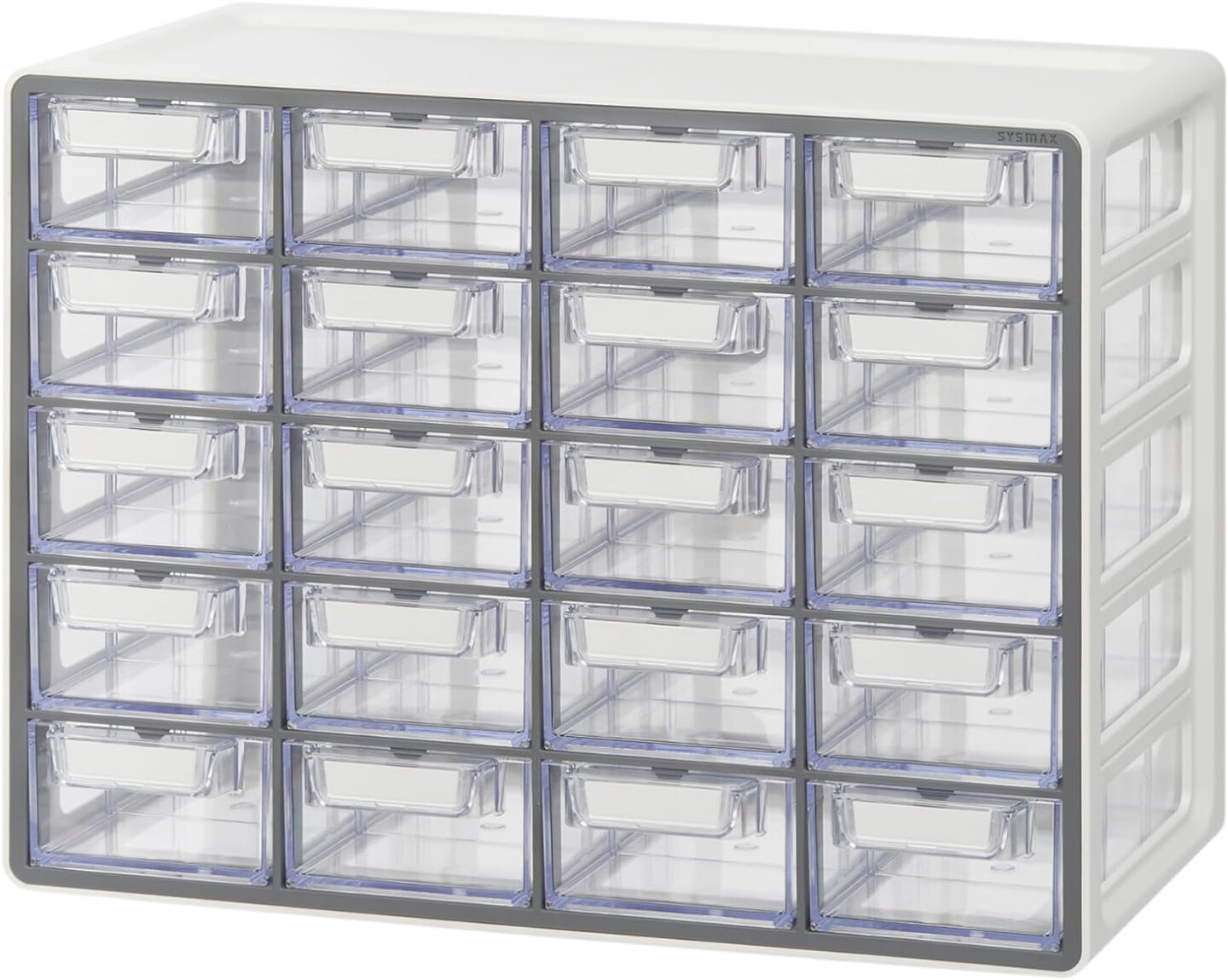 Small 20-Drawer Cabinet – Plastic Stackable Clear Organizer (Grey) 14.29"D x 6.93"W x 11.02"H