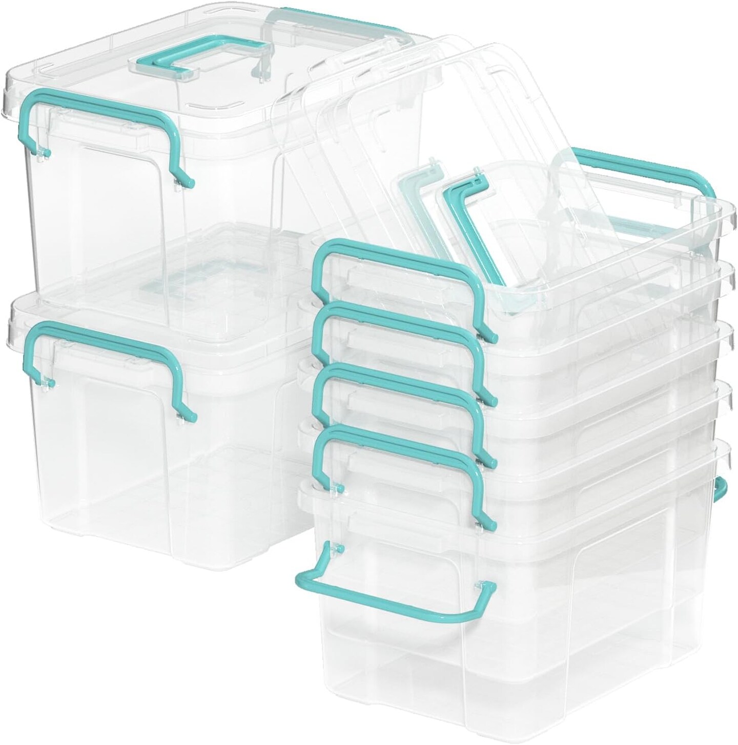 7 Pack Small Plastic Storage Bins with Lids,