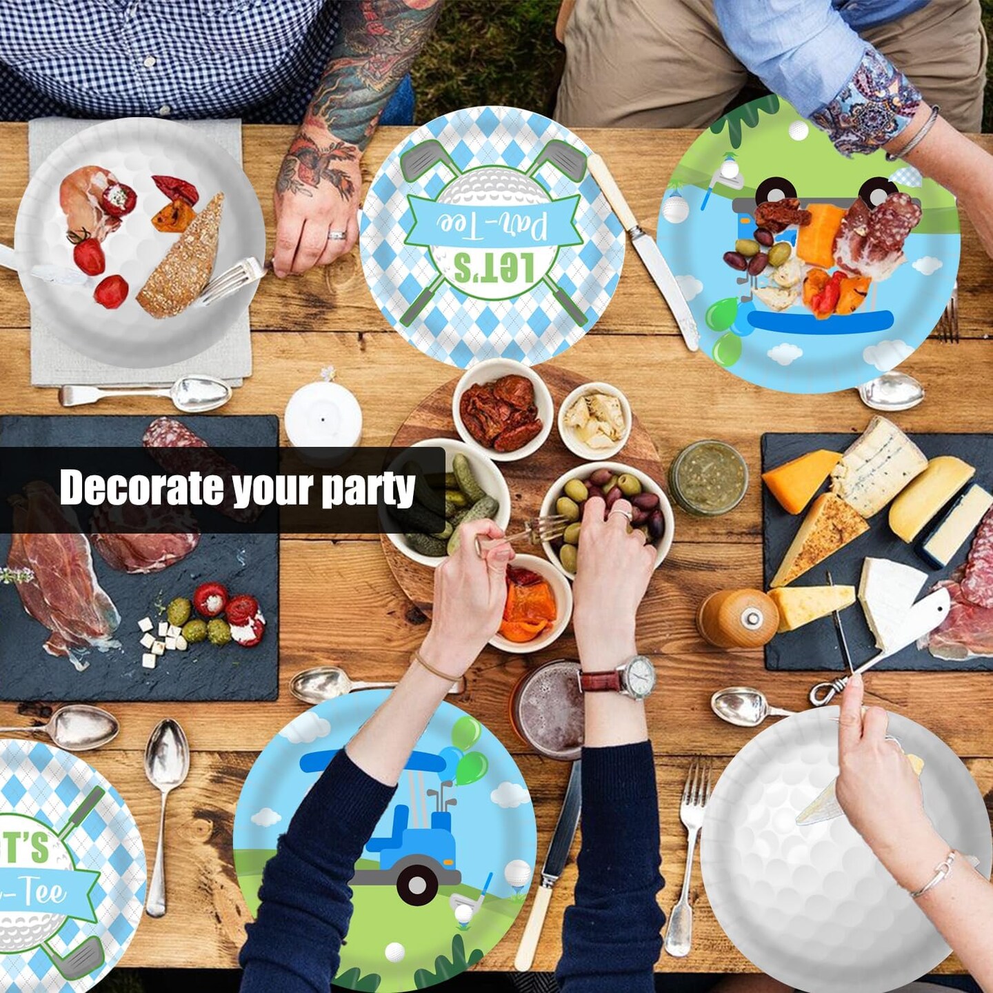 Golf Theme Party Paper Plates Let&#x27;s Par-Tee Golf Party Decorations
