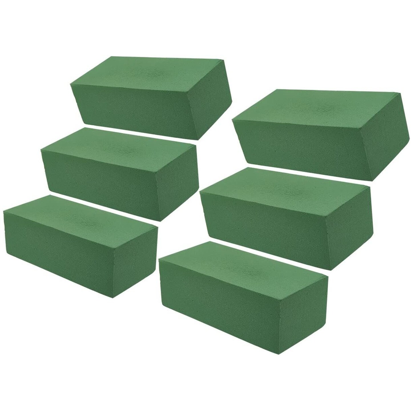 6 Pack Floral Foam Blocks - Wet Foam Bricks for Florists, Crafts, Fresh Flower Arrangements (9 x 4 x 3 In, Green)