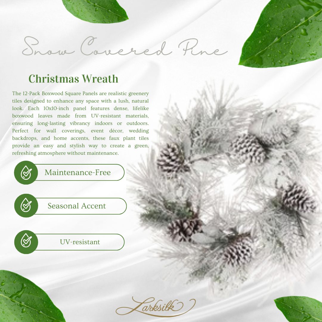 24&#x22; Snow-Covered Pine Wreath - Pine Cones &#x26; Greenery, Lifelike Winter D&#xE9;cor, Perfect for Front Door, Mantel &#x26; Wall - Christmas &#x26; Holiday Accent, 2024 Christmas Collection, Floral Home by Artificial Flowers