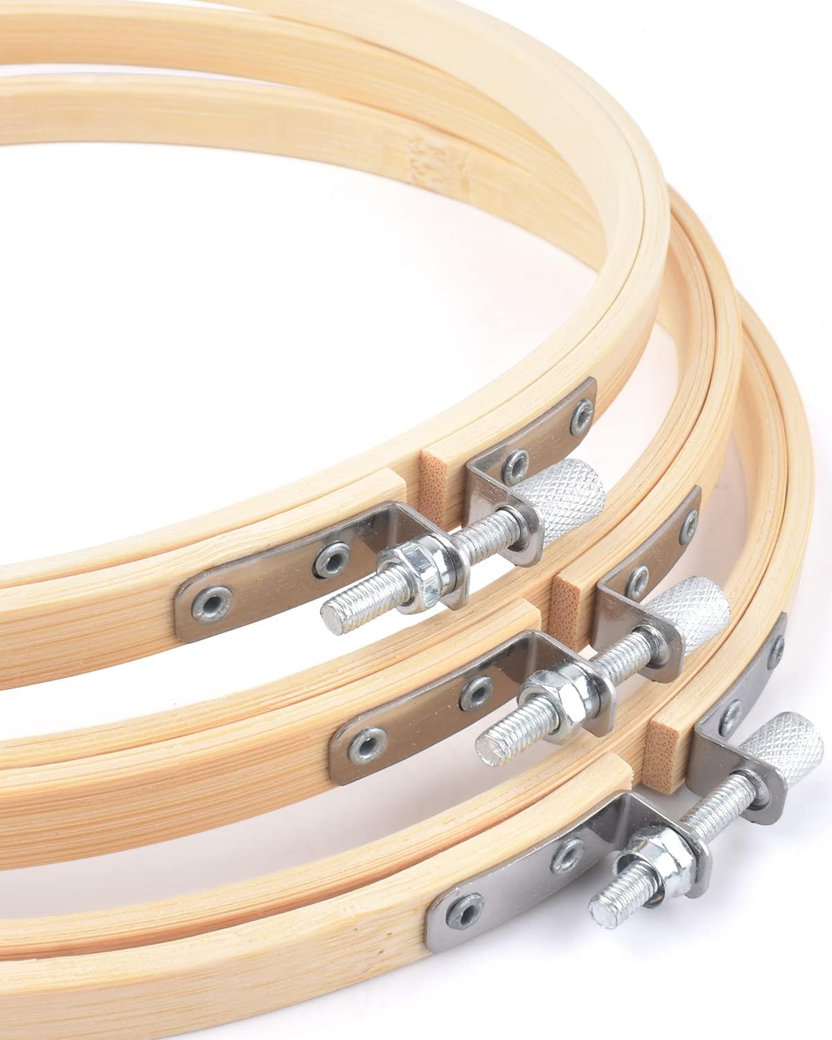 3 Pieces Embroidery Hoops, 8 inch Bamboo Frame Circle Cross Stitch Hoop Ring Embroidery Hoops Set for Embroidery and Cross Stitch