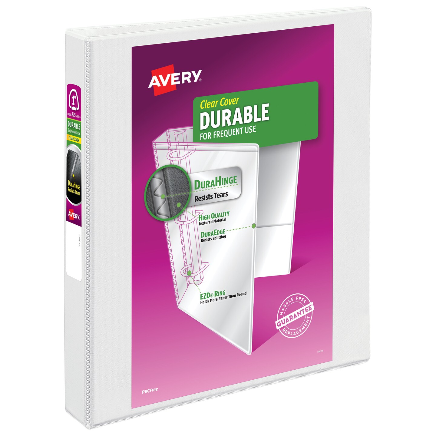 Avery Durable View 3 Ring Binder, 1" EZD Rings, 1 White Binder (09301)