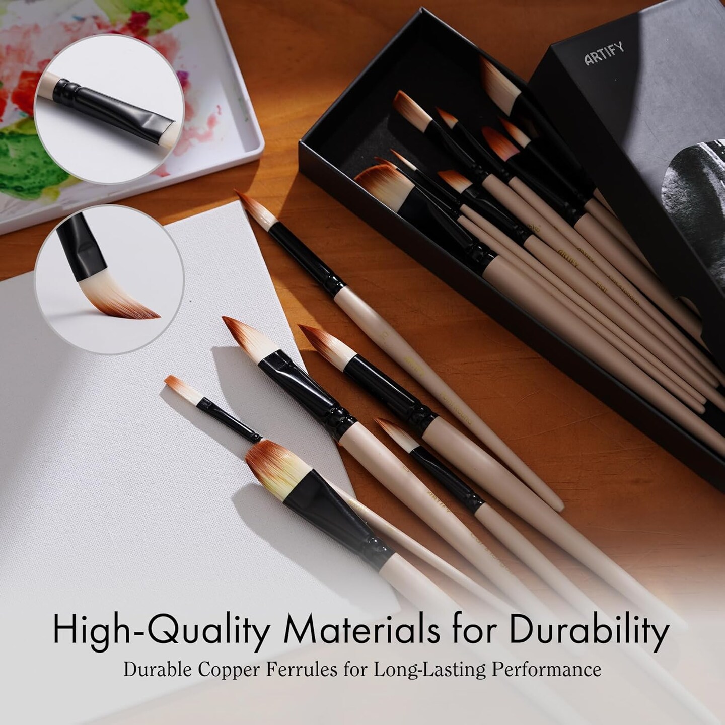 Watercolor Brush Set, 17 Pcs Professional Paint Brushes with Case for Beginners and Artists, Various Shapes, Optimized Hairs for Watercolor, Gouache, Ink, Tempera, and Fabric Painting