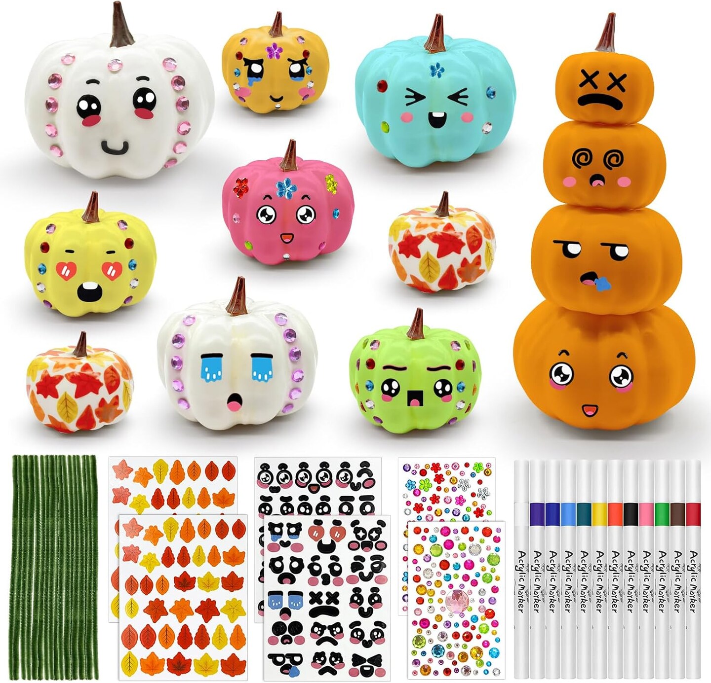 24 Set Fall Pumpkins Kids Painting Crafts Kit (Foam)