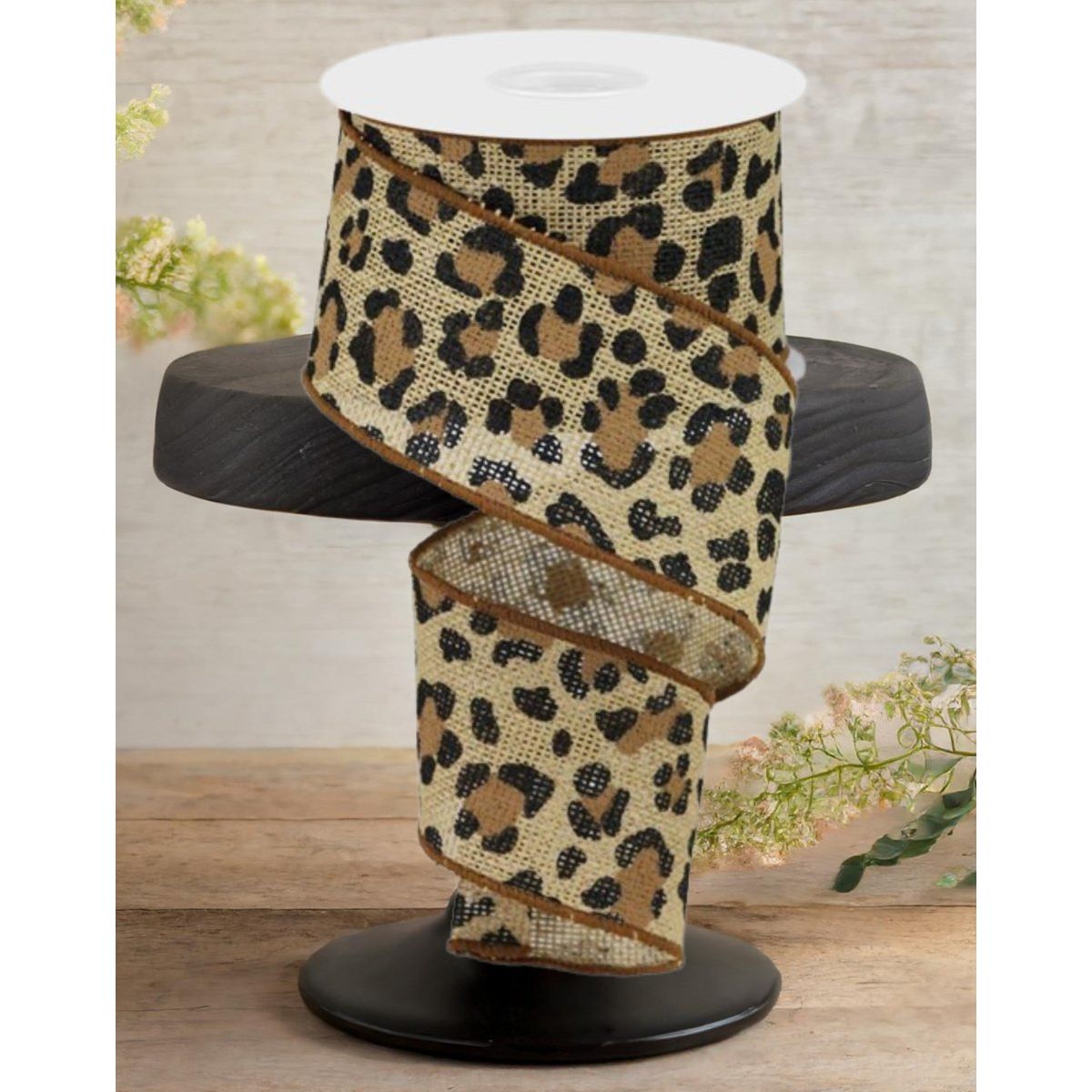 2.5&#x22; Leopard Print Ribbon: Natural (10 Yards)