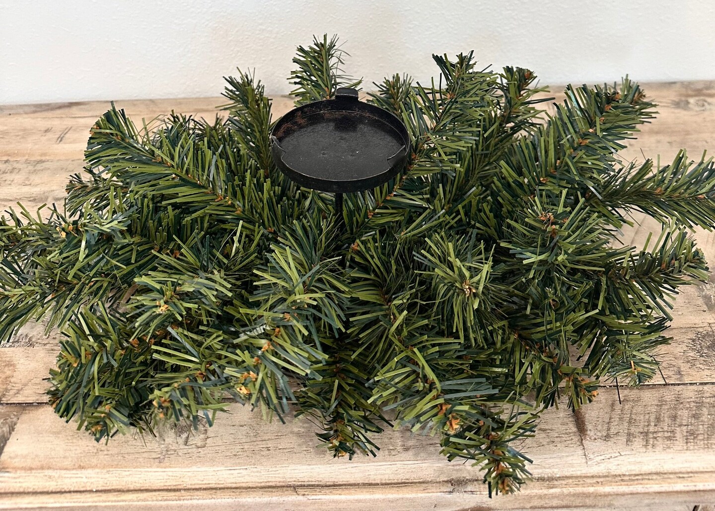 24-Inch Mixed Pine Candle Ring Swag &#x2013; Rustic Centerpiece Greenery for Holiday Table Decor - Versatile Supply for DIY Holiday Centerpieces