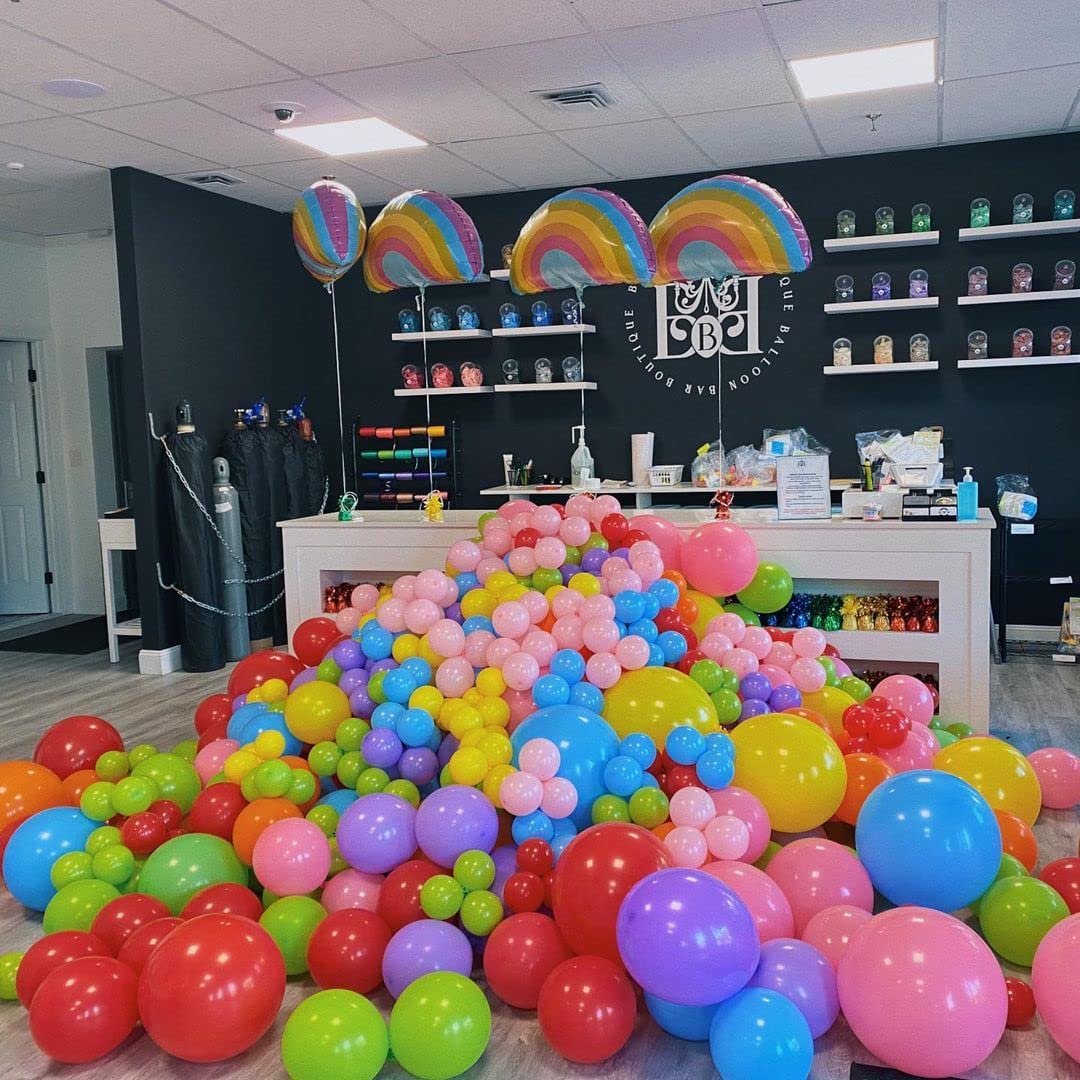 Bezente Assorted Rainbow Latex Balloons, 100 Pack 12 inch Round Helium Bright Color Balloons for Birthday Baby Shower Wedding Party Decorations