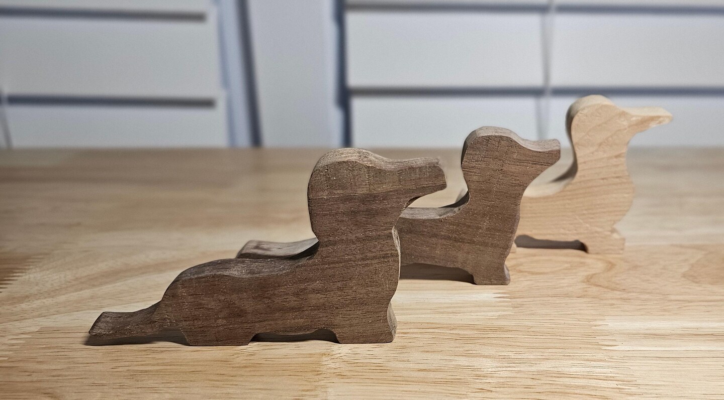 Personalized Hand Carved Wooden Mini Dachshund Figurine in Walnut, Pine or Cedar. Collectible Wiener Dog Memorabilia Gift for all dog lovers product 2