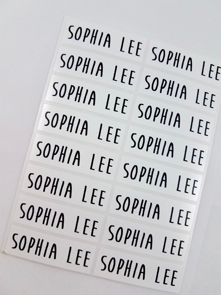 Custom White Waterproof Name Stickers for Kids Daycare and Business Labels Long Personalized School Supply Lunchbox Water Bottle Hanprinting