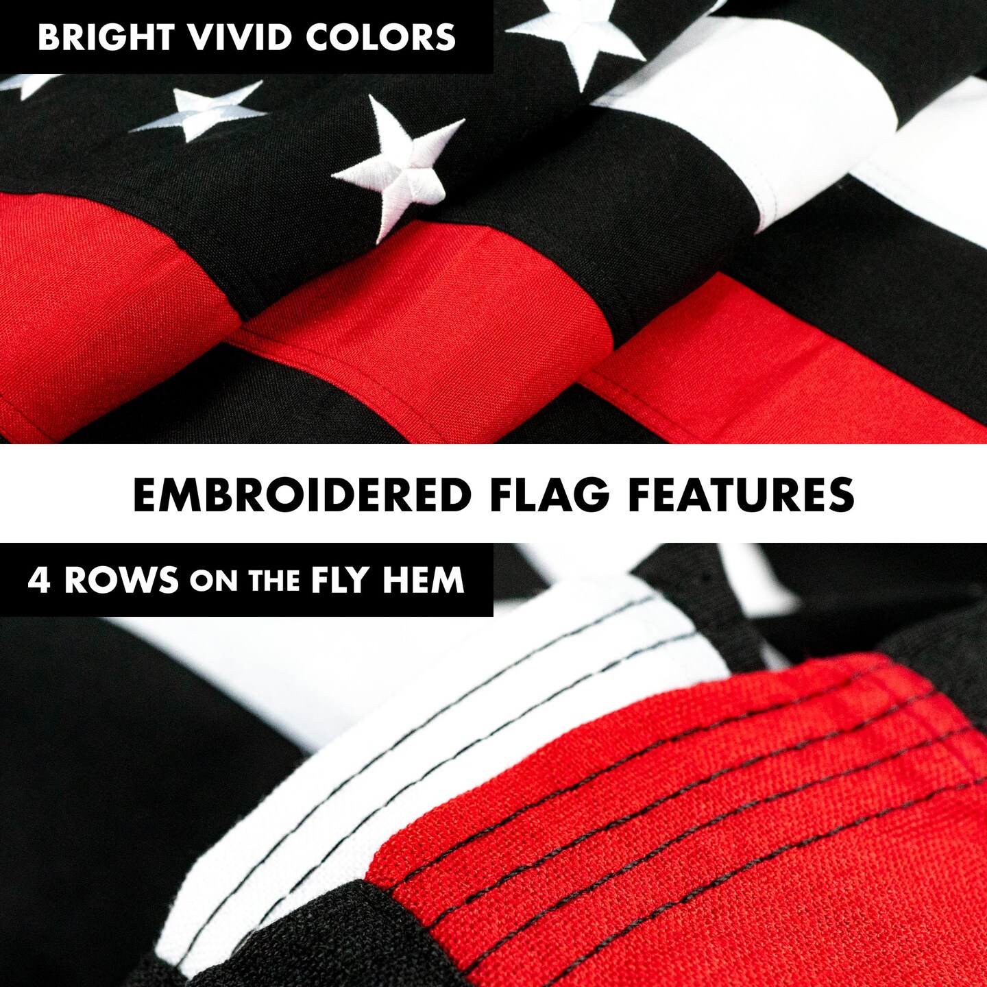 G128 Flag Pole 5 FT Black Tangle Free &#x26; Thin Red Flag 2.5x4 FT Combo Embroidered Spun Polyester