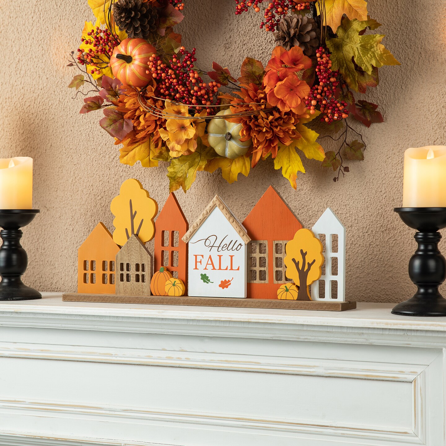 20&#x22;L Fall Wooden House Table D&#xE9;cor