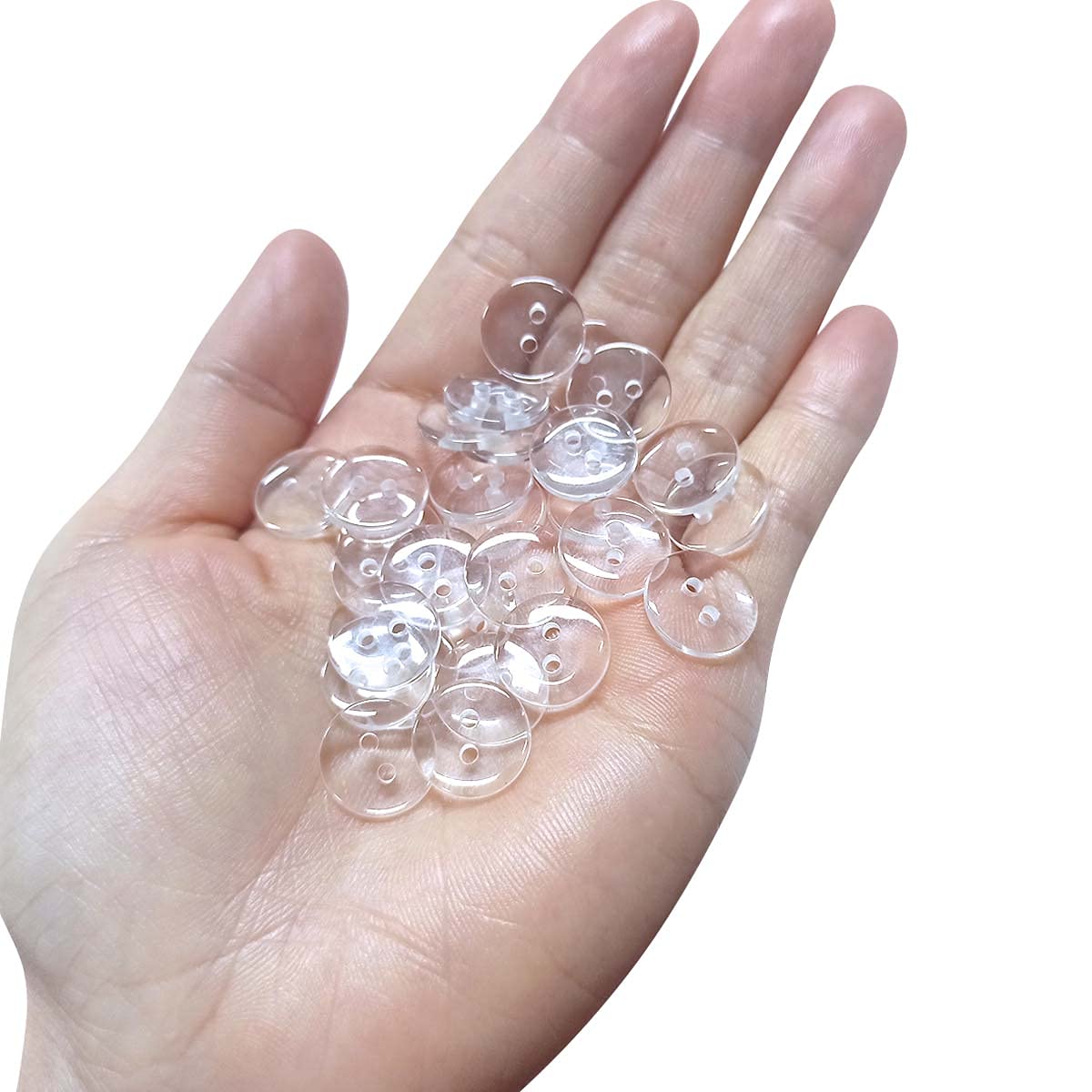 100 Pcs Buttons 2 Hole, Resin Clear Buttons for Sewing and DIY Craft (1/2 Inch)