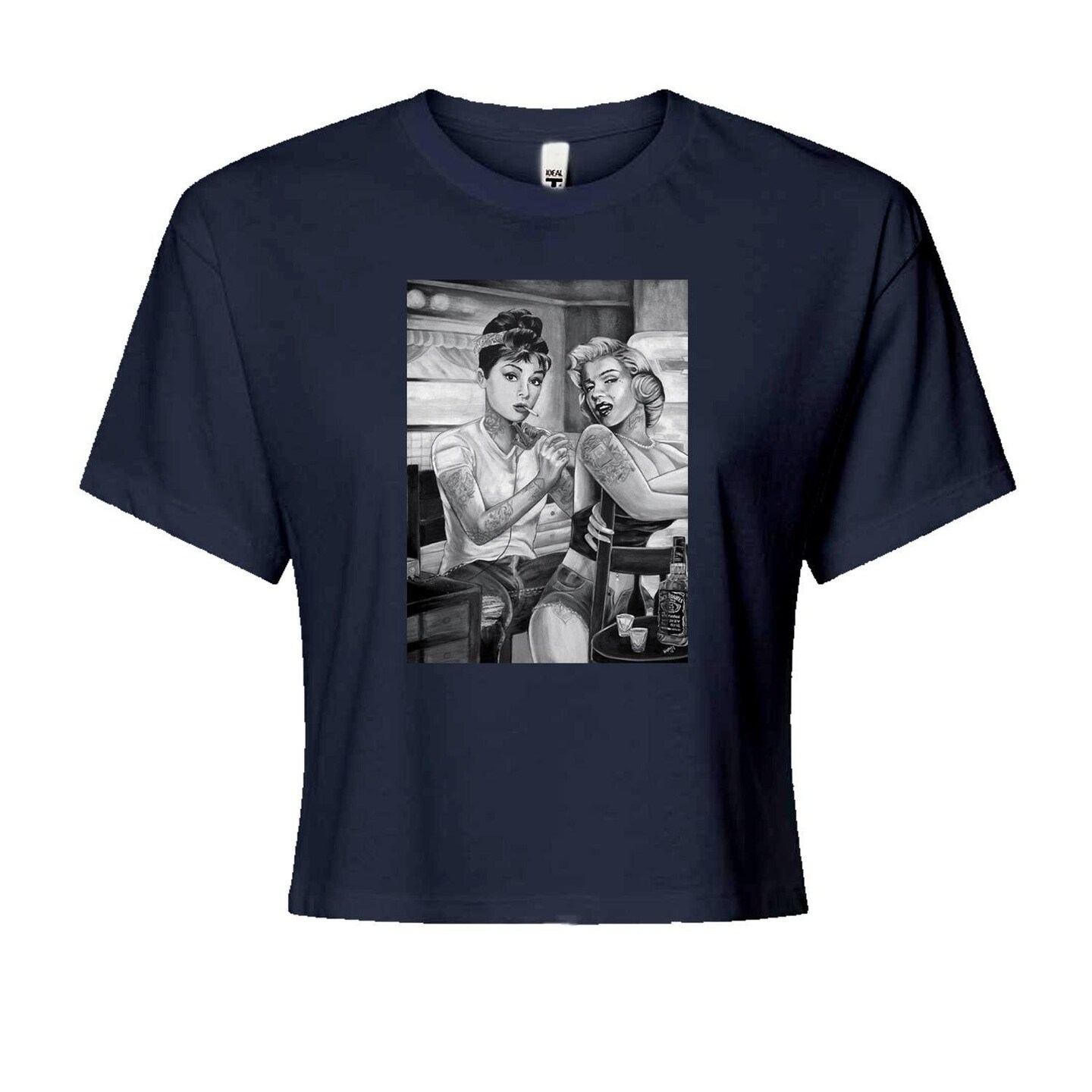 Marilyn Monroe and Audrey Hepburn Tattooed Icons Cropped T