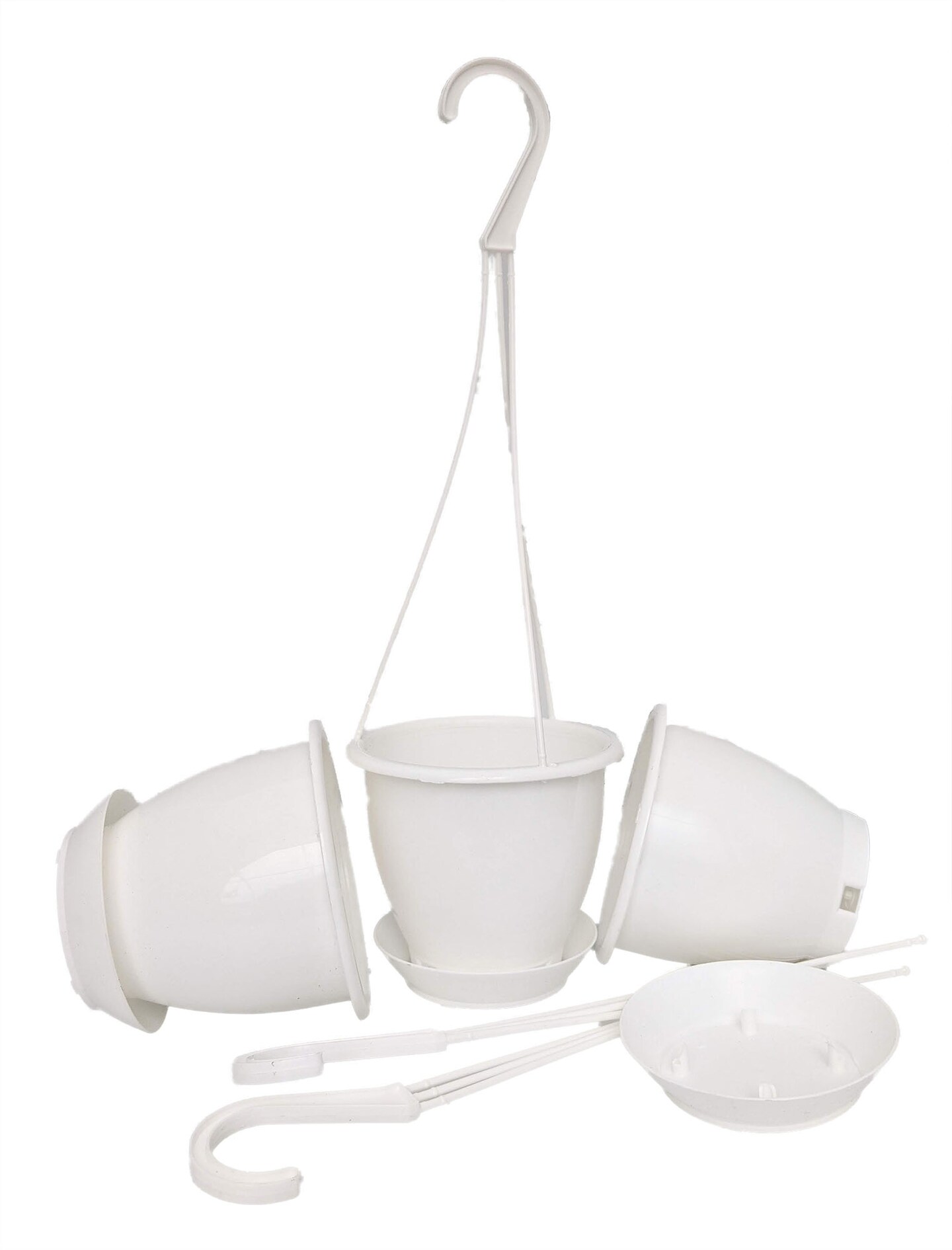White 4.5&#x22; Hanging Baskets - 3 Pack - Removable Saucers