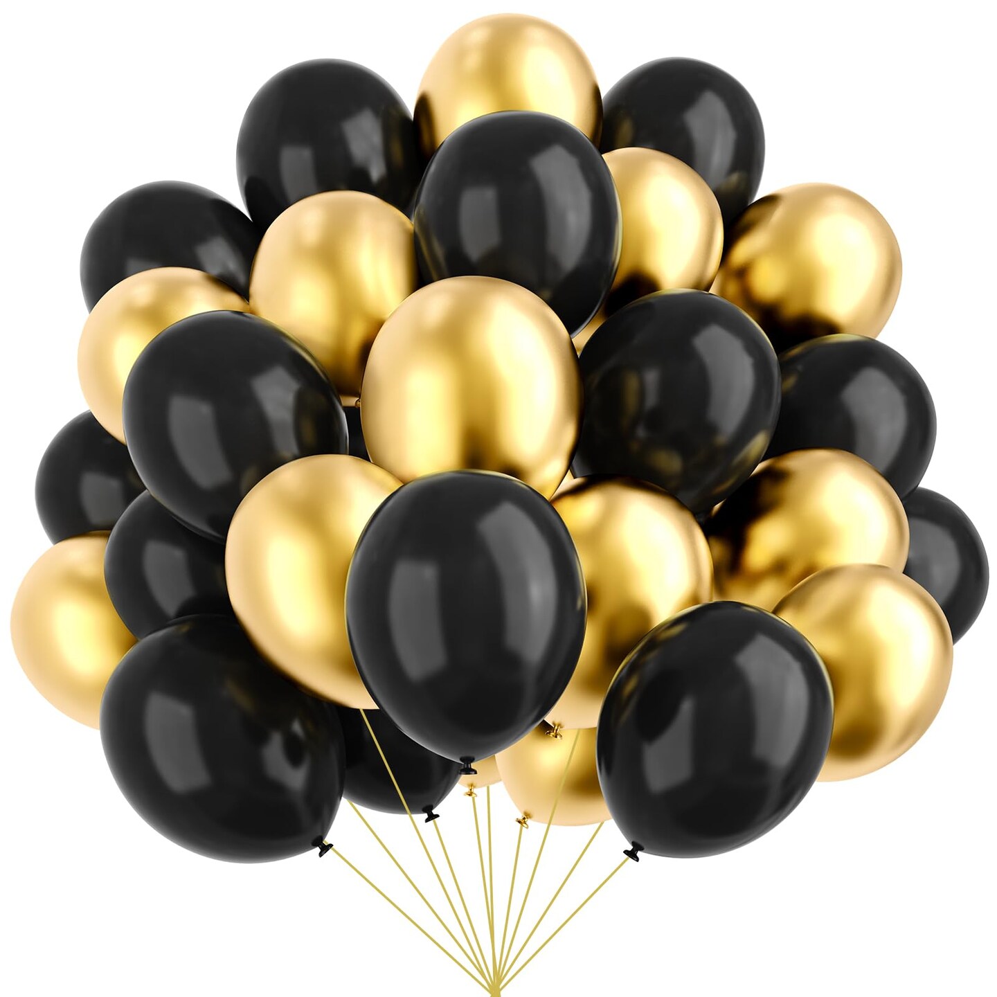 YMSZ Black and Gold Balloons, 67pcs 12 Inch Metallic Gold and Black Balloons for Birthday, Retirement, Graduation, New Year&#x27;s Eve Party Decorations