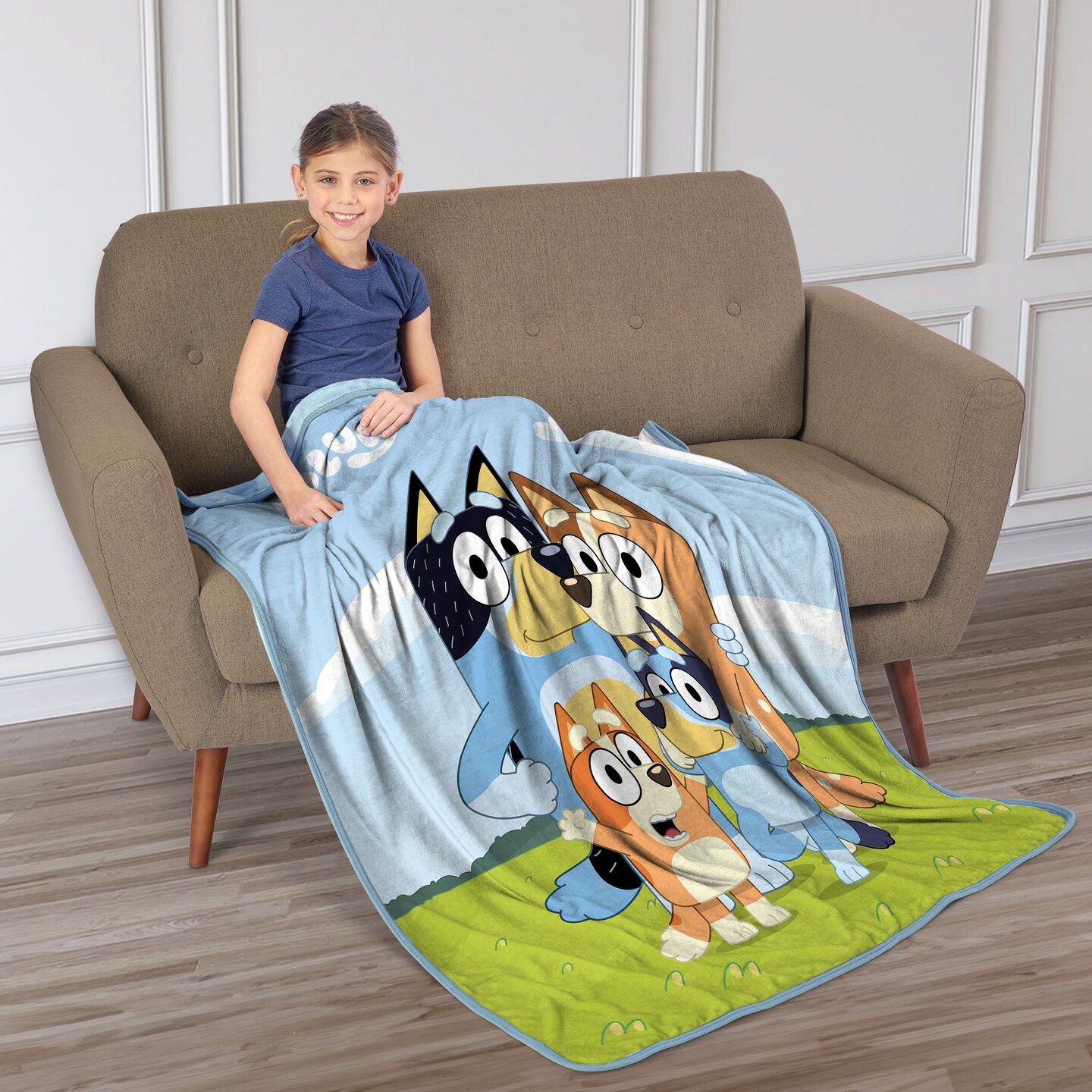 Bluey Family Photo Micro Raschel Throw Blanket 48&#xD7;60 Inches