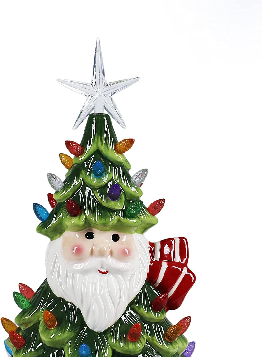11&#x22; Ceramic Christmas Tree Tabletop Christmas Tree Lights with 50 Multicolored Lights and 1 Star Toppers for Table Top Desk Classic Series Christmas Decoration