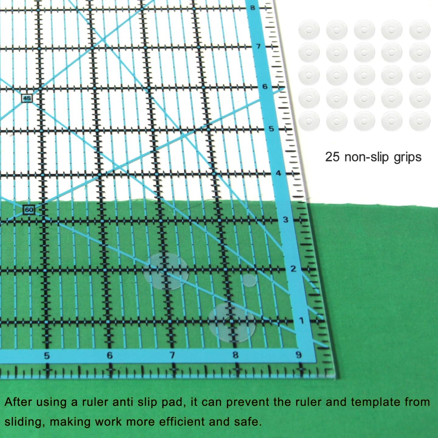 Quilting Rulers, Acrylic Quilt Ruler,4 Square Fabric Cutting Ruler (4.5"X4.5", 6"X6", 9.5"X9.5", 12.5"X12.5"), Quilting Templates with Non Slip Rings. (Blue)