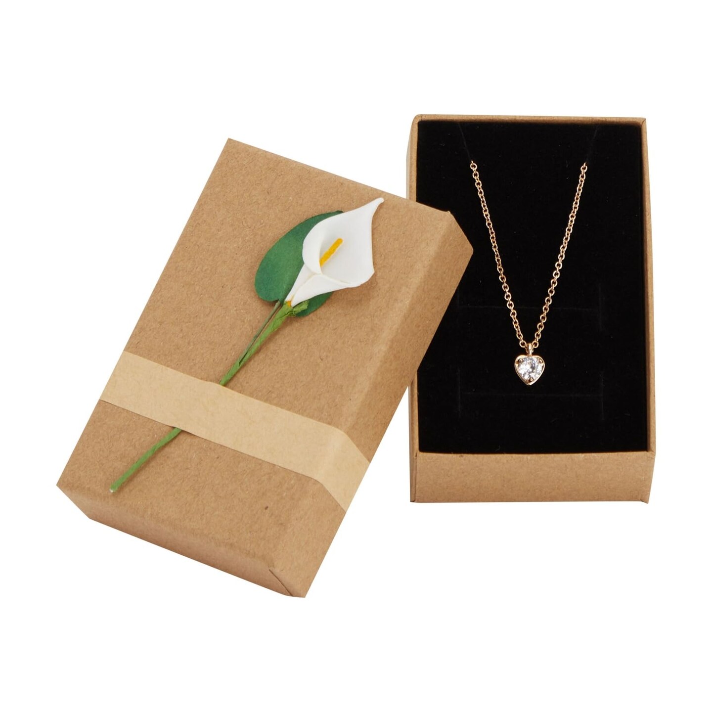 12-Pack Jewelry Gift Boxes with Lids - Lily Flower Small Cardboard Gift Box for Necklace Packaging Bulk (3.5x2.2x1.2 In)