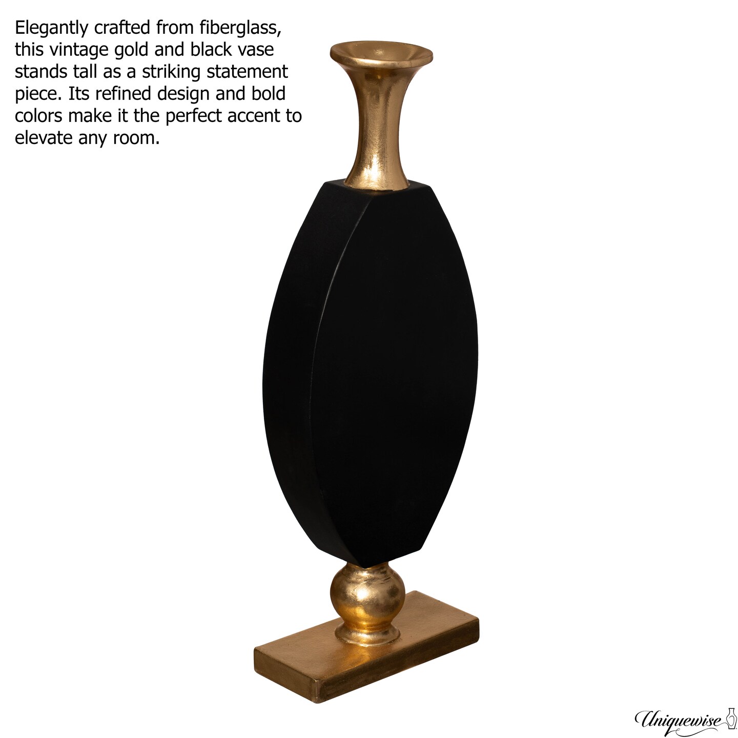 Vintage Gold and Black Fiberglass Tall Floor Vase - Enhances Home Decor with Farmhouse Charm-Perfect as a Statement Piece for Living Room Centerpiece, Entryway, Dining Room, and Hallway Decor