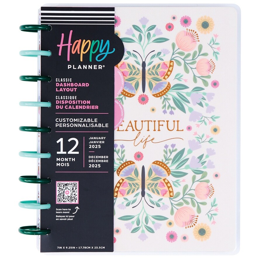 Happy Planner Classic 12-Month Disc Bound Planner-Folk & Flora; Jan '25 - Dec '25