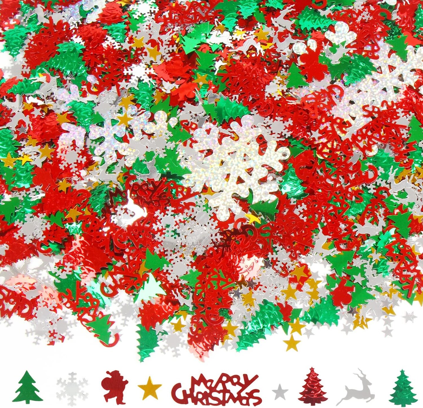 7200pcs Christmas Confetti,Snowflake Santa Claus Metallic Foil Sequins Glitter Table Scatters for Party Decoration