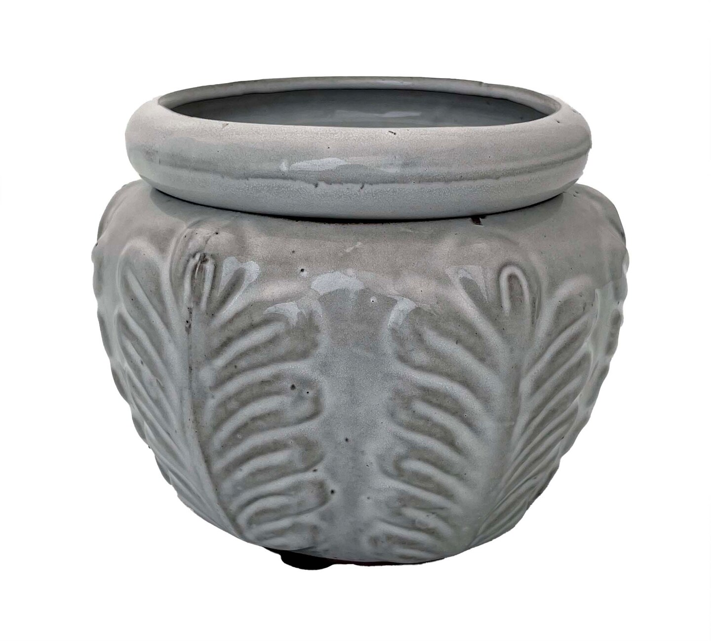 Leaf Self Watering Glazed Ceramic Pot - White - 6.25 x 4.75&#x22;