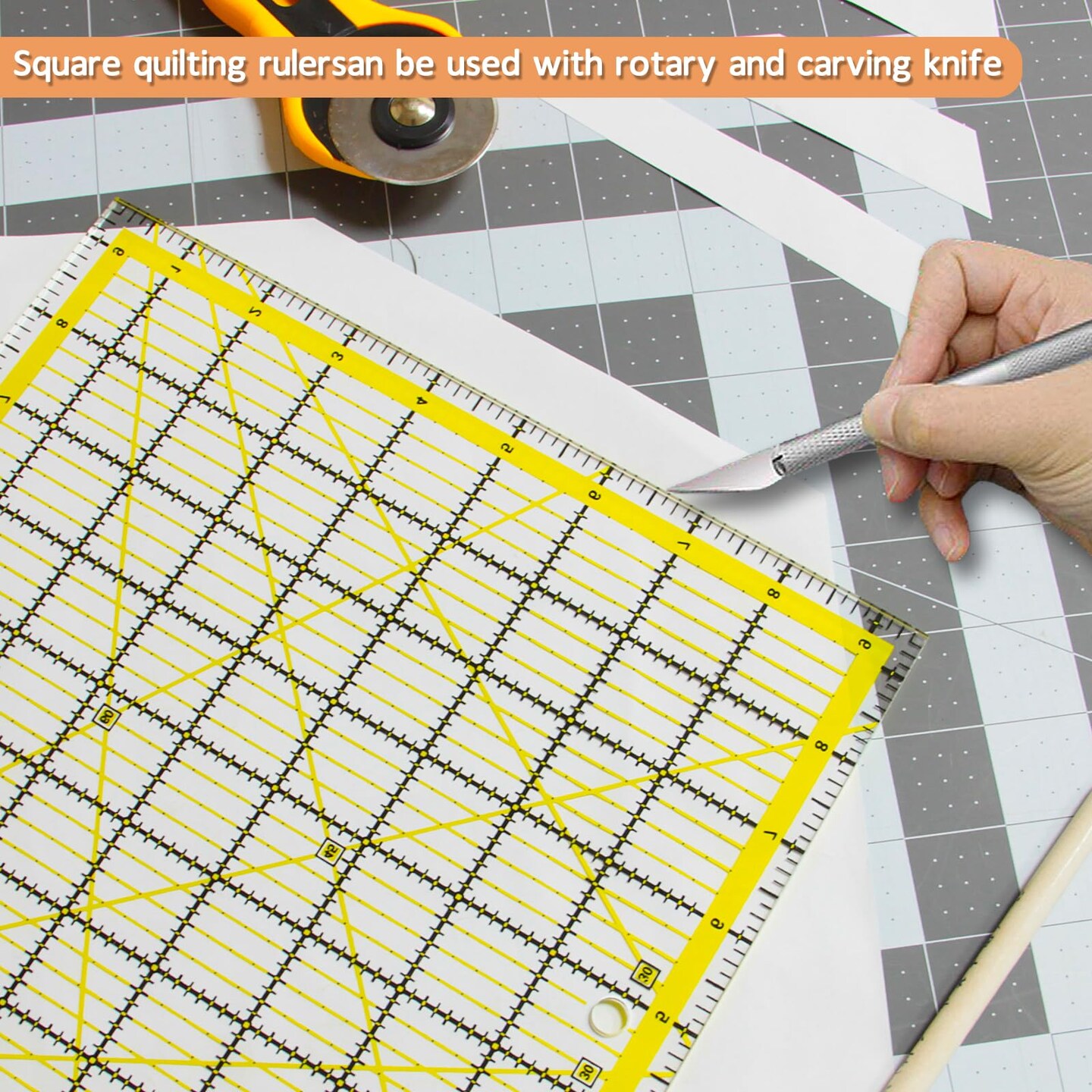 VPVPV 4 Piece Quilting Ruler,Acrylic Square Ruler,Quilting Templates,with Non Slip Rings 50 Pieces&#xFF08;4.5&#x201C;X4.5&#x201D;&#x3001;6&#x201C;X6&#x201D;&#x3001;9.5&#x201C;X9.5&#x201D;&#x3001;12.5&#x201C;X12.5&#x201D;&#xFF09;