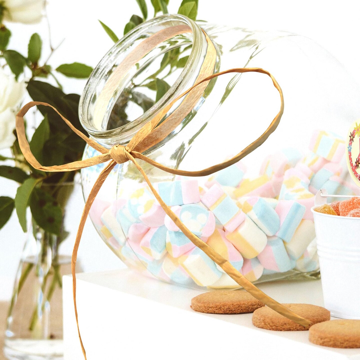 CREATRILL 3 Rolls Red Green Kraft 1/4" by 492 Feet Raffia Ribbon/String, 164 Feet Each Roll, Packing Paper Twine for Christmas