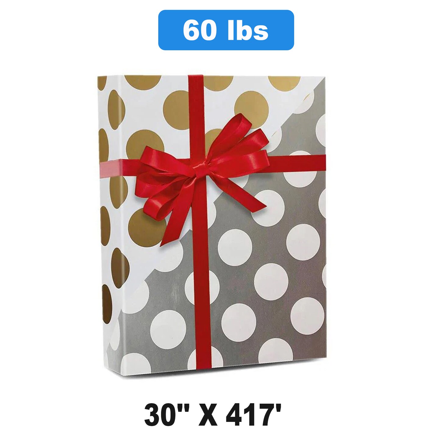 30&#x22; x 417&#x27; Joyful Gold / Silver Dot Dots Wrapping Paper