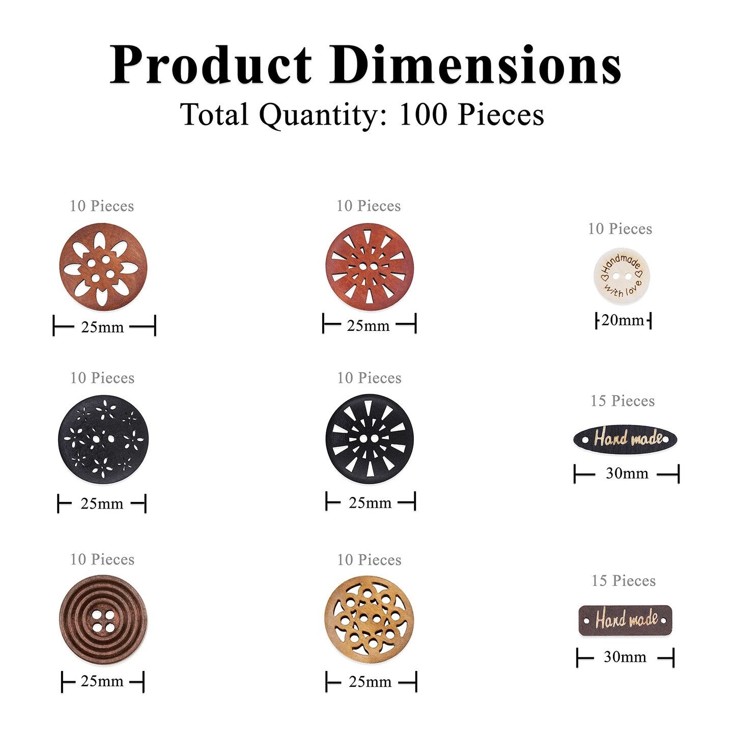 Mandala Crafts Large Wooden Buttons for Crafts – Carved Wood Buttons – Assorted Craft Buttons for Sweaters Decorative Buttons Sewing