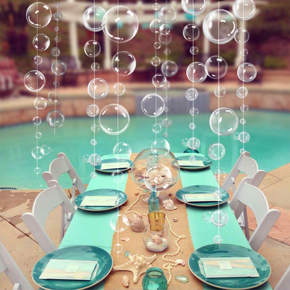 Decor365 6 Strings Under The Sea White Bubble Garlands Little Mermaid Birthday Party Decorations Bubble Under Water Bday Hanging Streamer Beach Banner Underwater Backdrop Kids Ocean Party Supplies