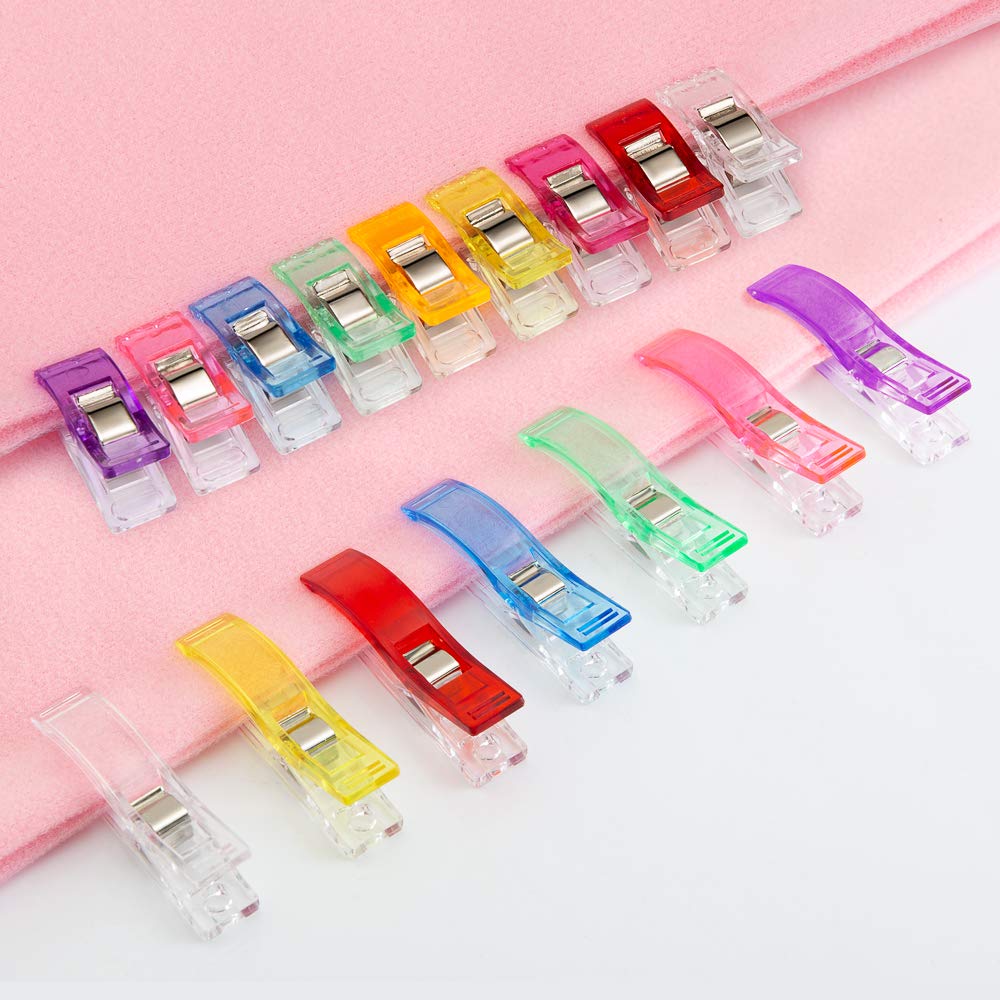 Sewing Clips 100 Pcs Quilting Clips 80 Small +20 Large Fabric Clips Assorted Colors &#x26; Sizes, Multipurpose Plastic Clips Craft Clips Sewing Supplies Quilting Accessories Crafting Tools