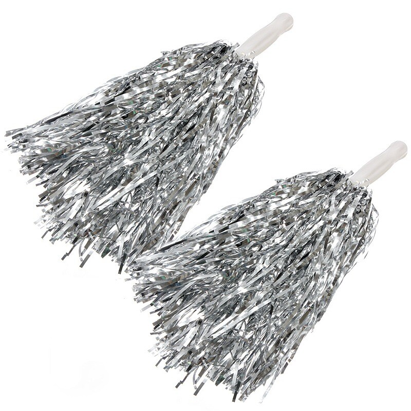 Silver Metallic Pom Poms